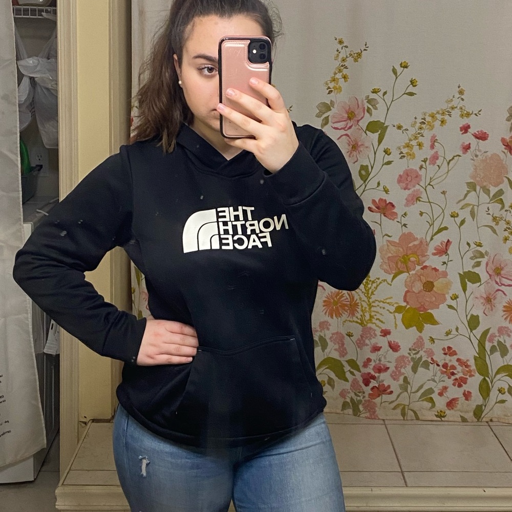 black and white north face sweatshirt